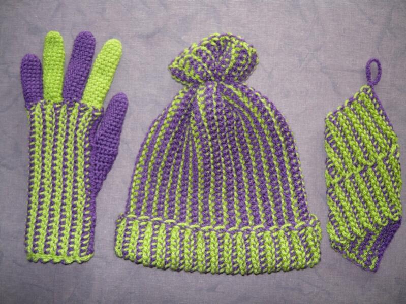 CrochenitsetMütze, Handschuh, Stulpe