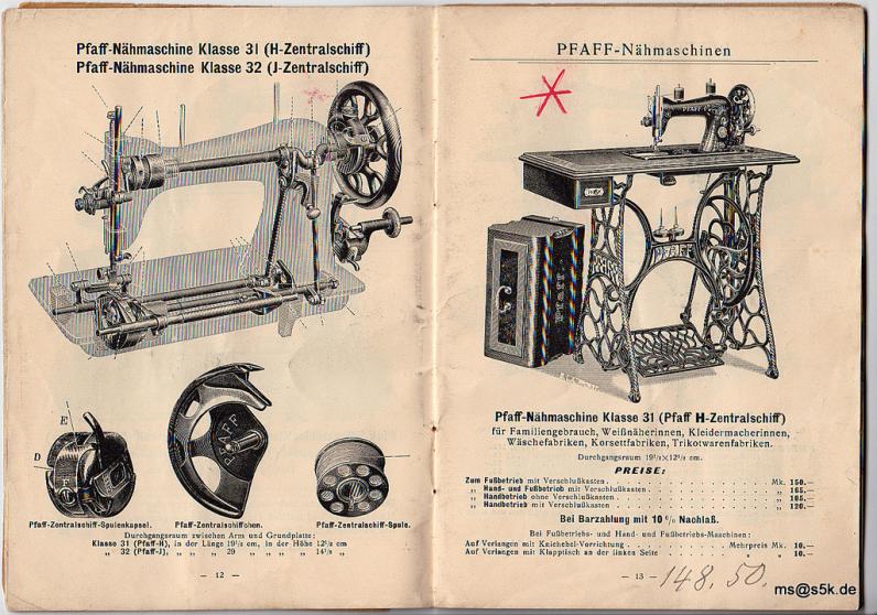 Preisbuch Pfaff 1912