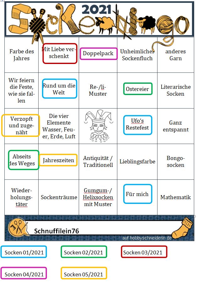 Sockenbingokarte 2021