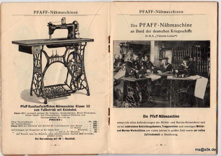Preisbuch Pfaff 1912