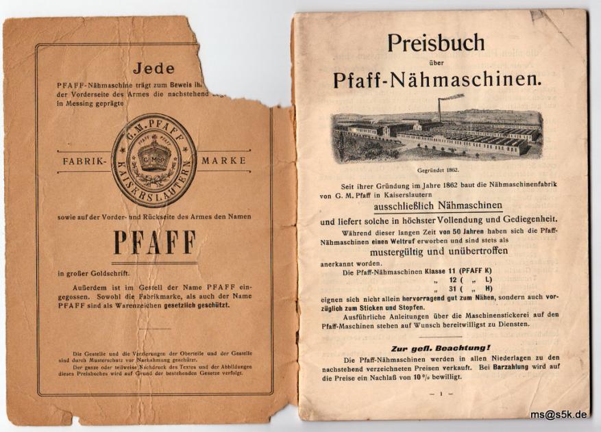 Preisbuch50 Jahre Pfaff