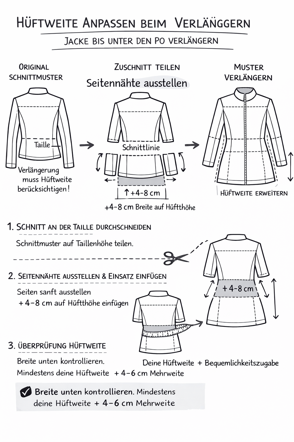 Schnittmuster anpassen Jacke > Mantel