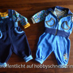 Ein paar Teile zum Kombinieren in Gr. 68 - Kuschelhose, Latzhose, 2 verschiedene Langarmshirts und eine Weste. Mit den Krempelbündchen können wir die Sachen hoffentlich lange anziehen...