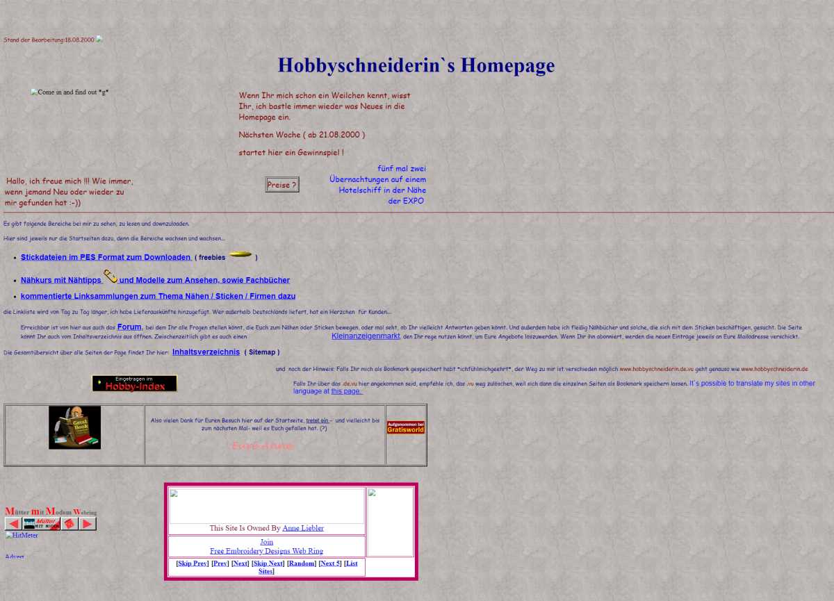 Anne Liebler Hobbyschneiderin im Jahr 2000