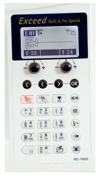 JUKI HZL-F600 Display und Bedientasten